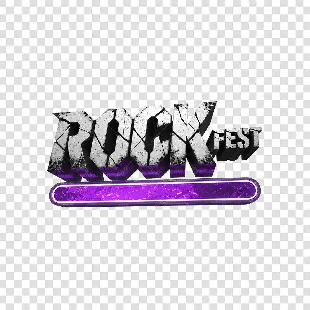Elemento 3D Rock Fest Logo Estilo Grunge PNG Fundo Transparente