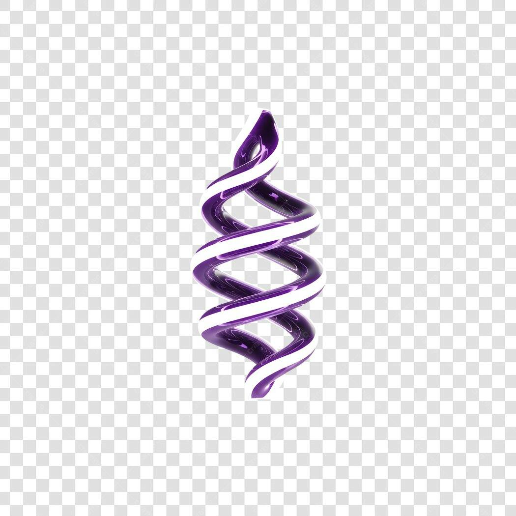 Elemento 3D Espiral Roxo Branco Decorativo PNG Fundo Transparente