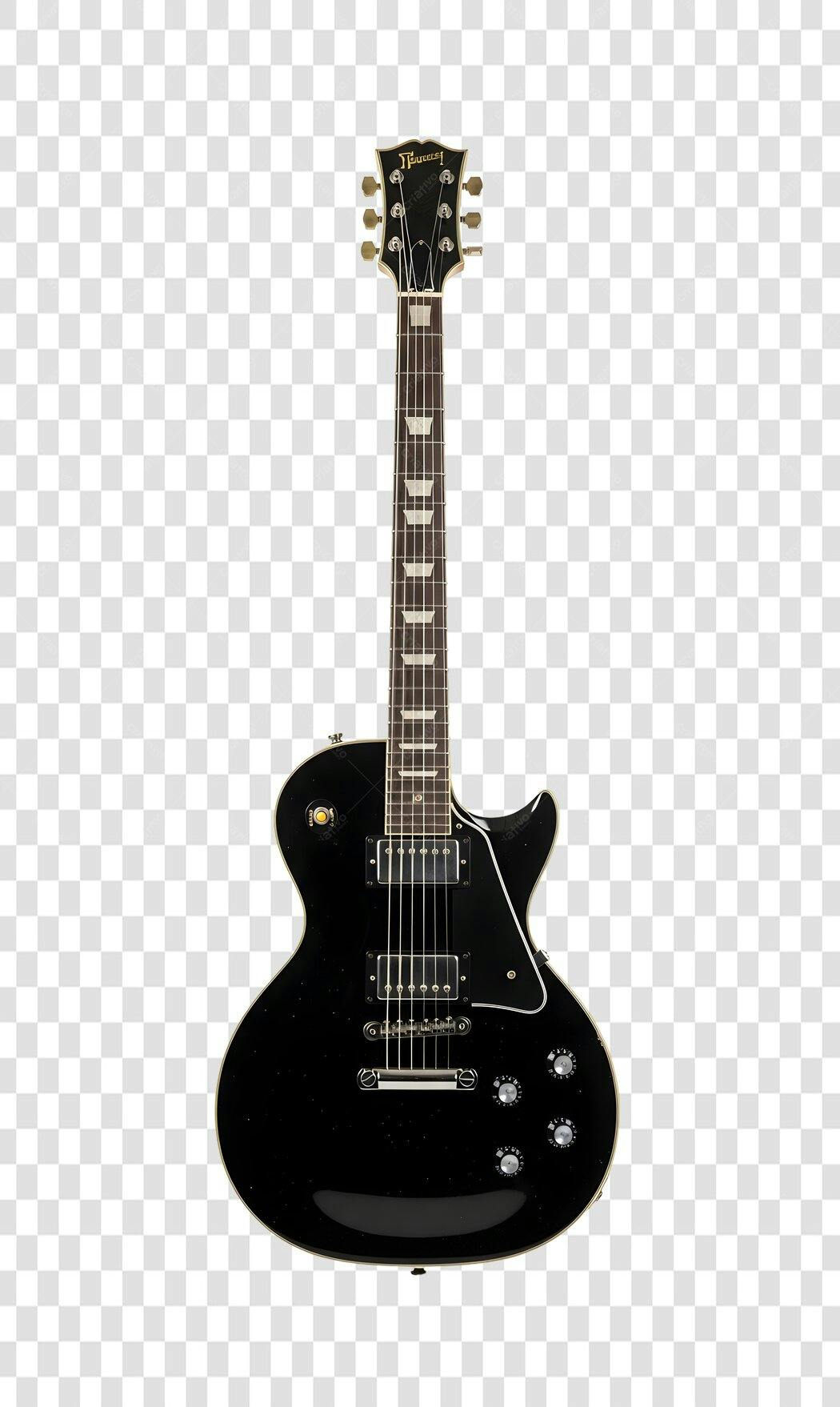 Foto Recortada Guitarra Elétrica Preta Instrumento Musical PNG Fundo Transparente