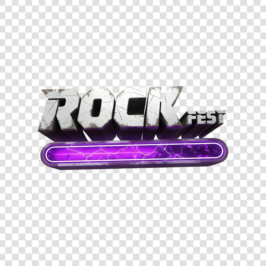 Elemento 3D Rock Fest Logo Roxo PNG Fundo Transparente
