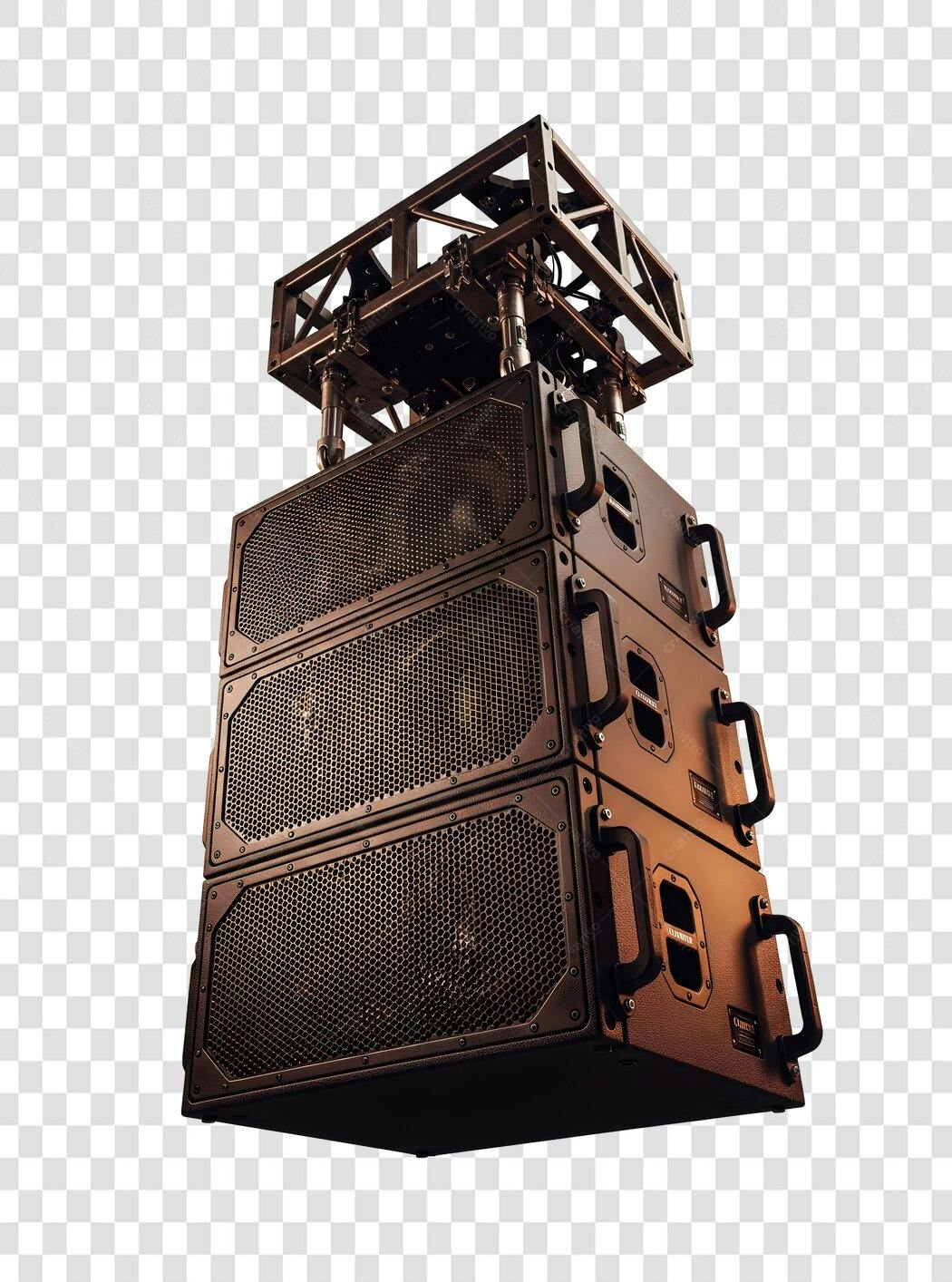 Foto Recortada Caixa de Som Line Array Profissional PNG Fundo Transparente