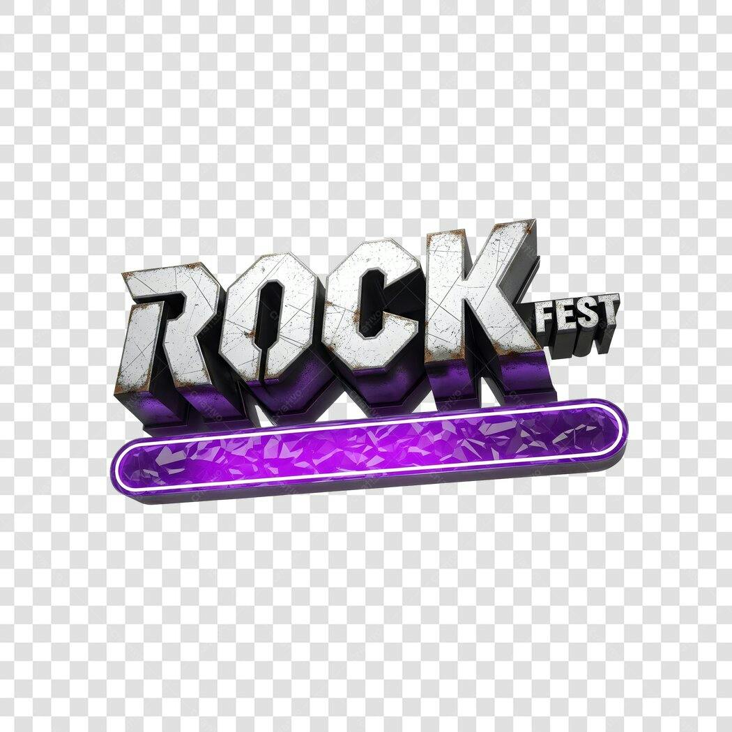 Elemento 3D Rock Fest Roxo Metálico PNG Fundo Transparente
