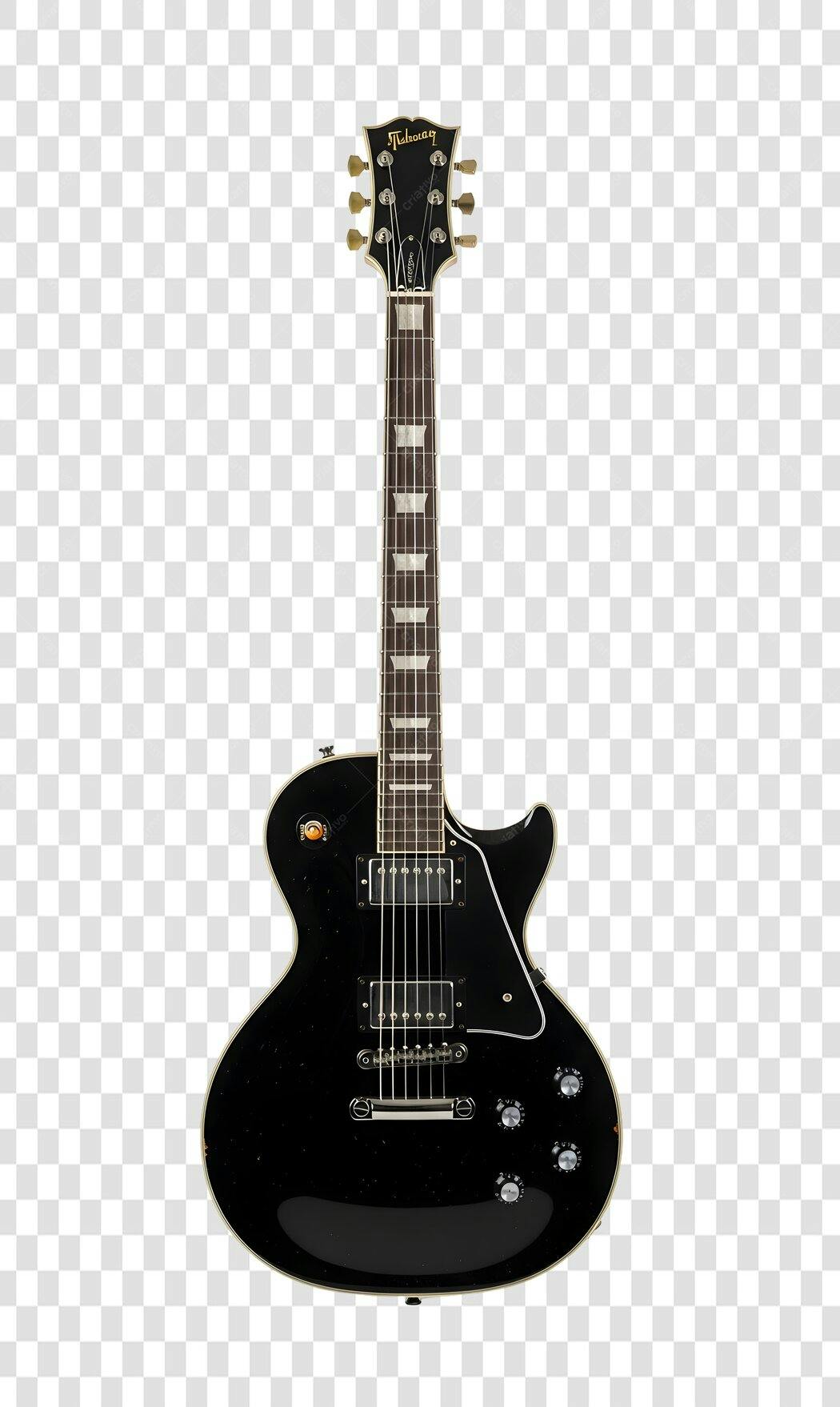 Foto Recortada Guitarra Elétrica Preta Gibson PNG Fundo Transparente