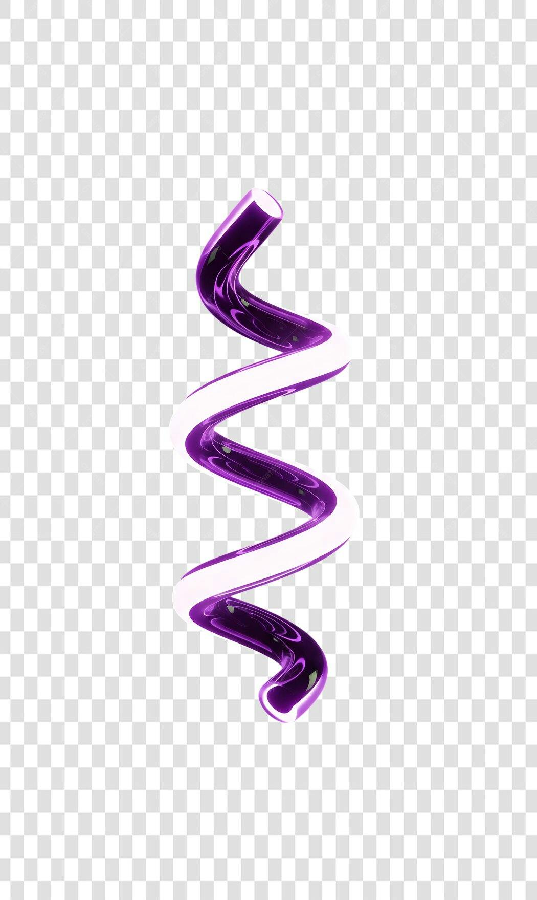 Elemento 3D Espiral Roxo Neon Abstrato PNG Fundo Transparente