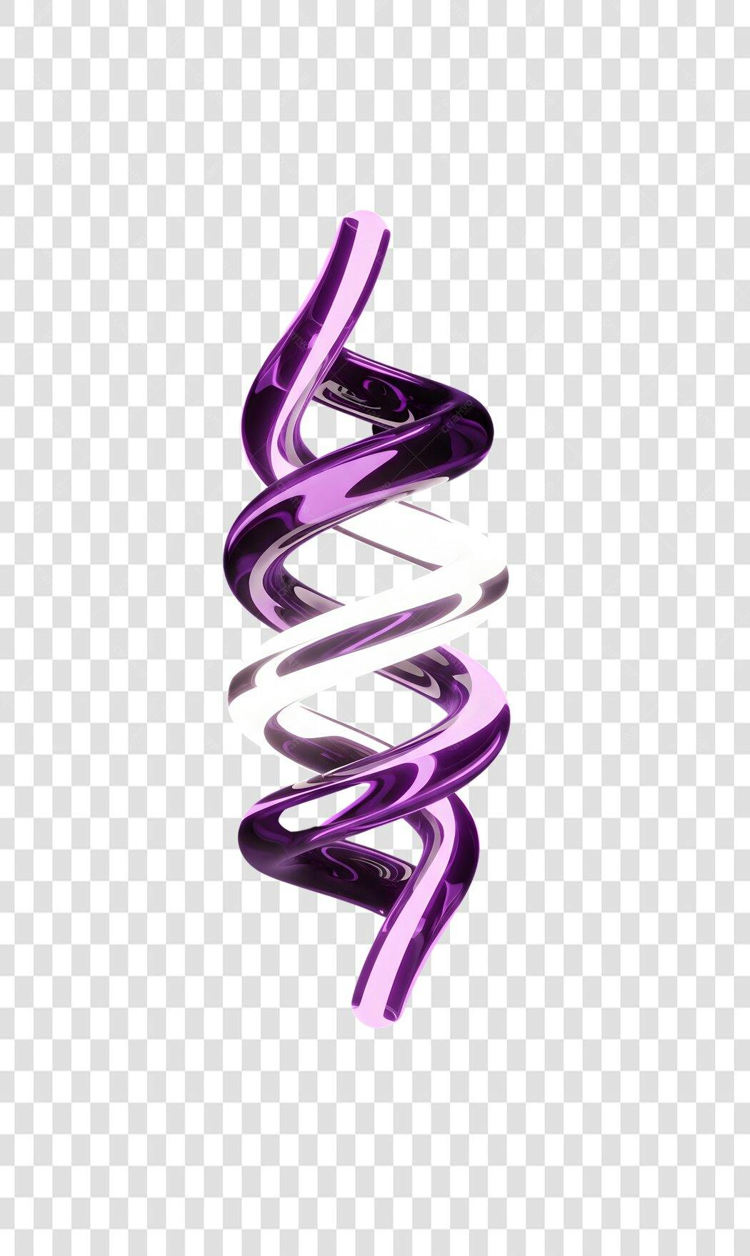 Elemento 3D Espiral Abstrata Roxa Brilhante PNG Fundo Transparente