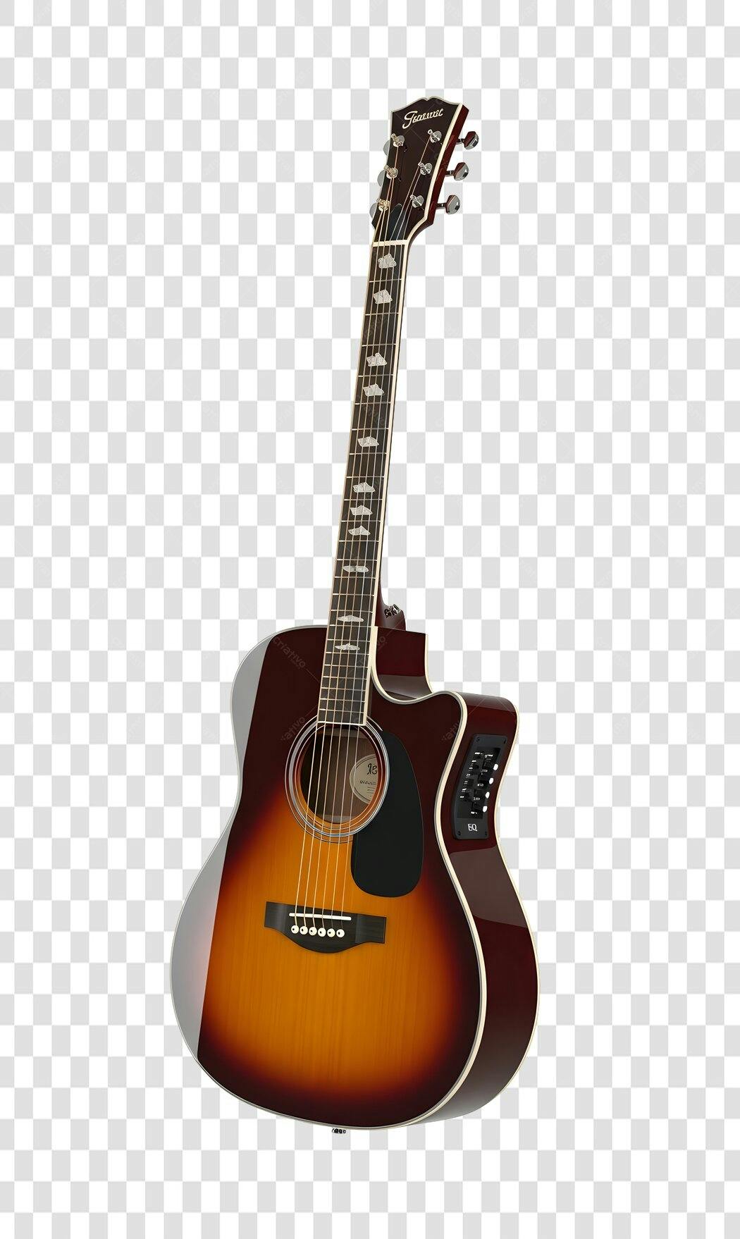 Foto Recortada Violão Acústico Marrom PNG Fundo Transparente