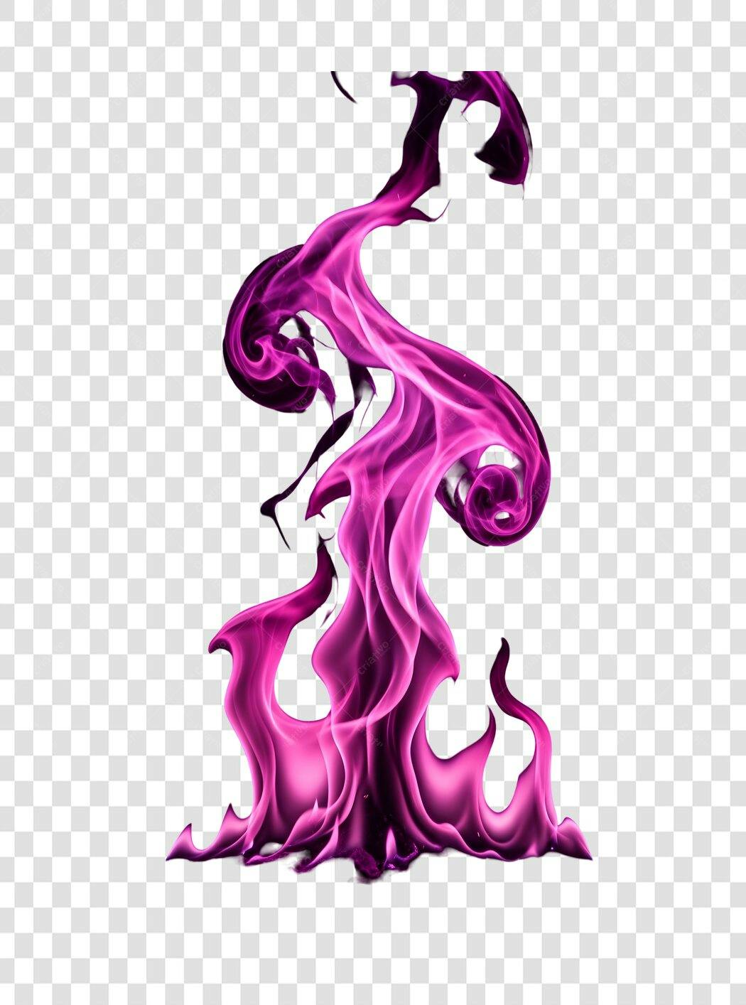 Elemento Decorativo Fumaça Chama Roxa PNG Fundo Transparente