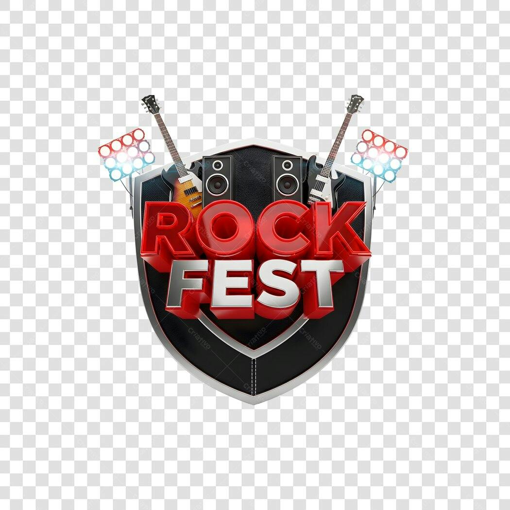 Elemento 3D Rock Fest Festival Música PNG Fundo Transparente