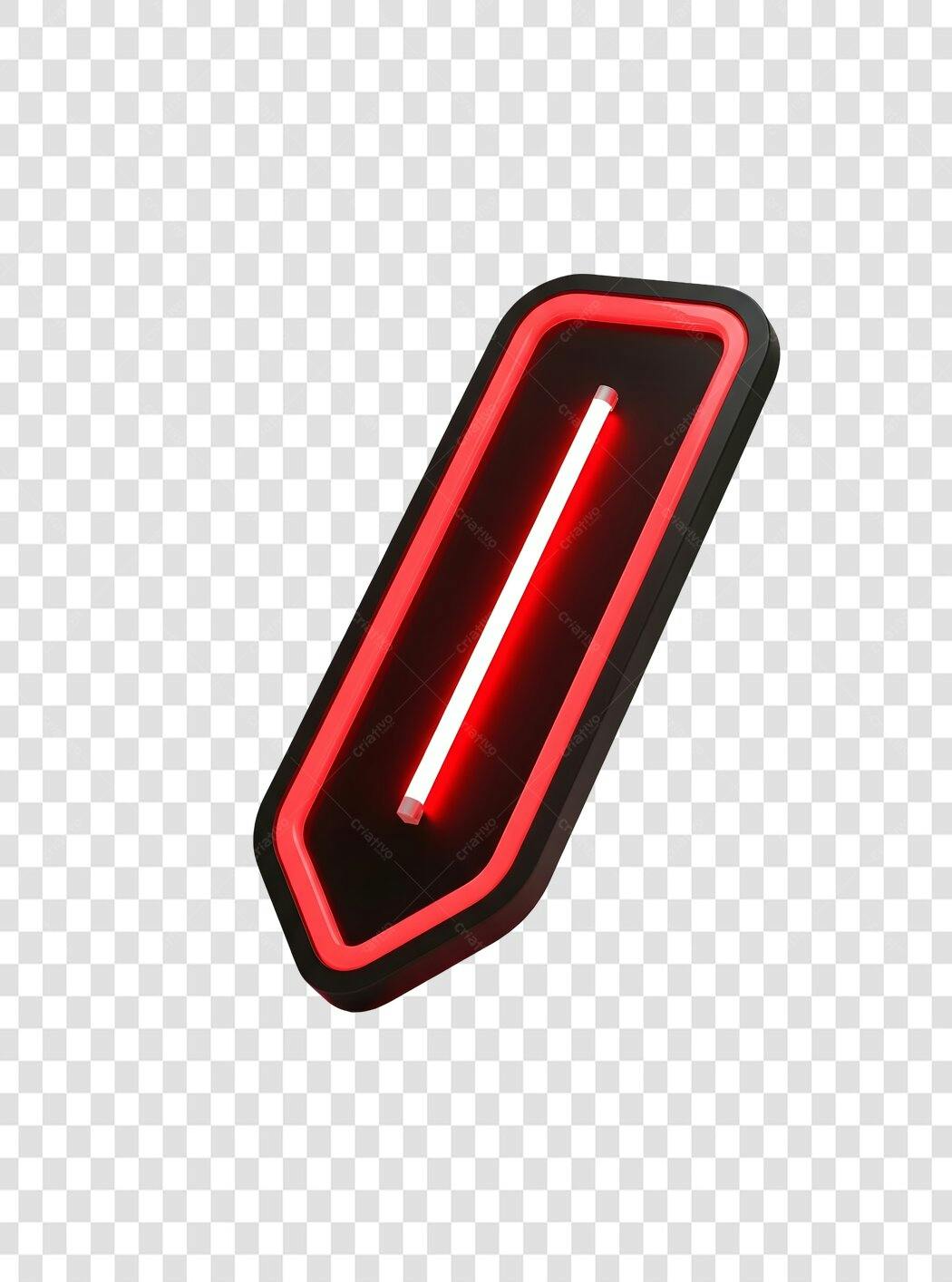 Elemento 3D Lâmpada Neon Vermelha Retangular PNG Fundo Transparente