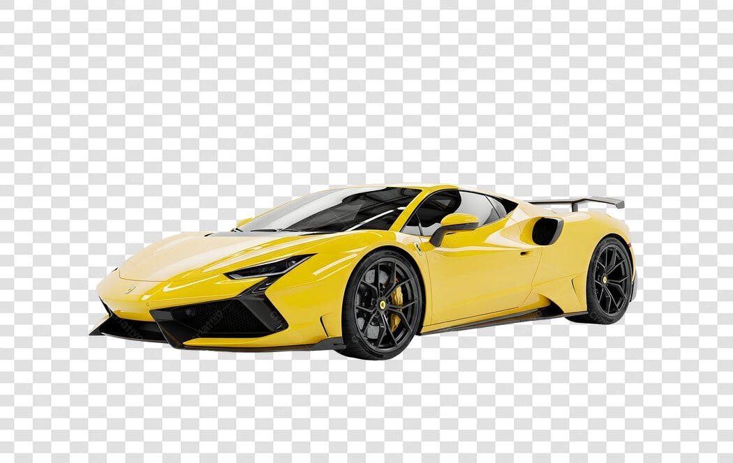 Foto Recortada Carro Esportivo Amarelo PNG Fundo Transparente