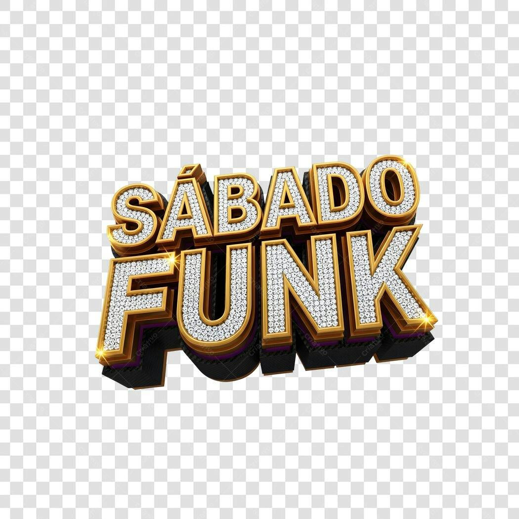 Elemento 3D Sábado Funk Letras Douradas PNG Fundo Transparente