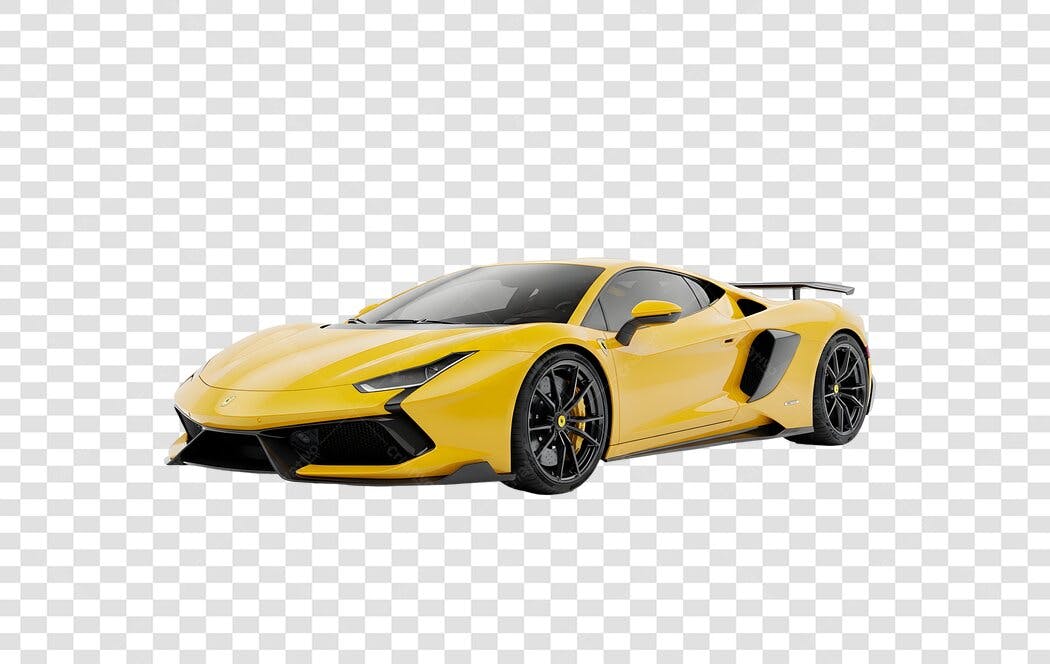 Elemento 3D Carro Esportivo Amarelo Lamborghini PNG Fundo Transparente