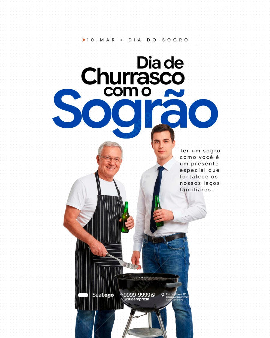 Post Dia do Sogro Churrasco Família PSD Editável