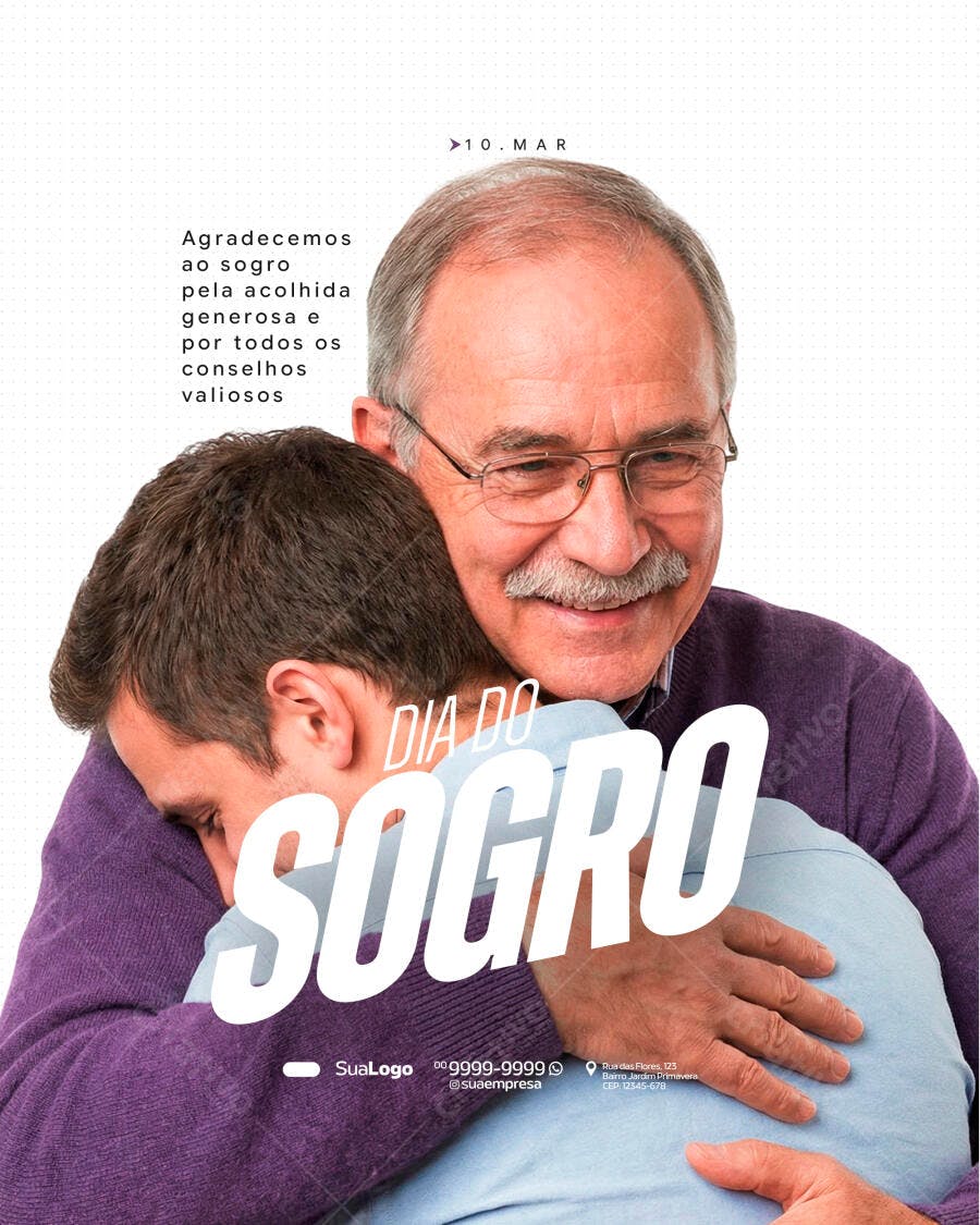 Post Instagram Dia do Sogro 10 de Março PSD Editável