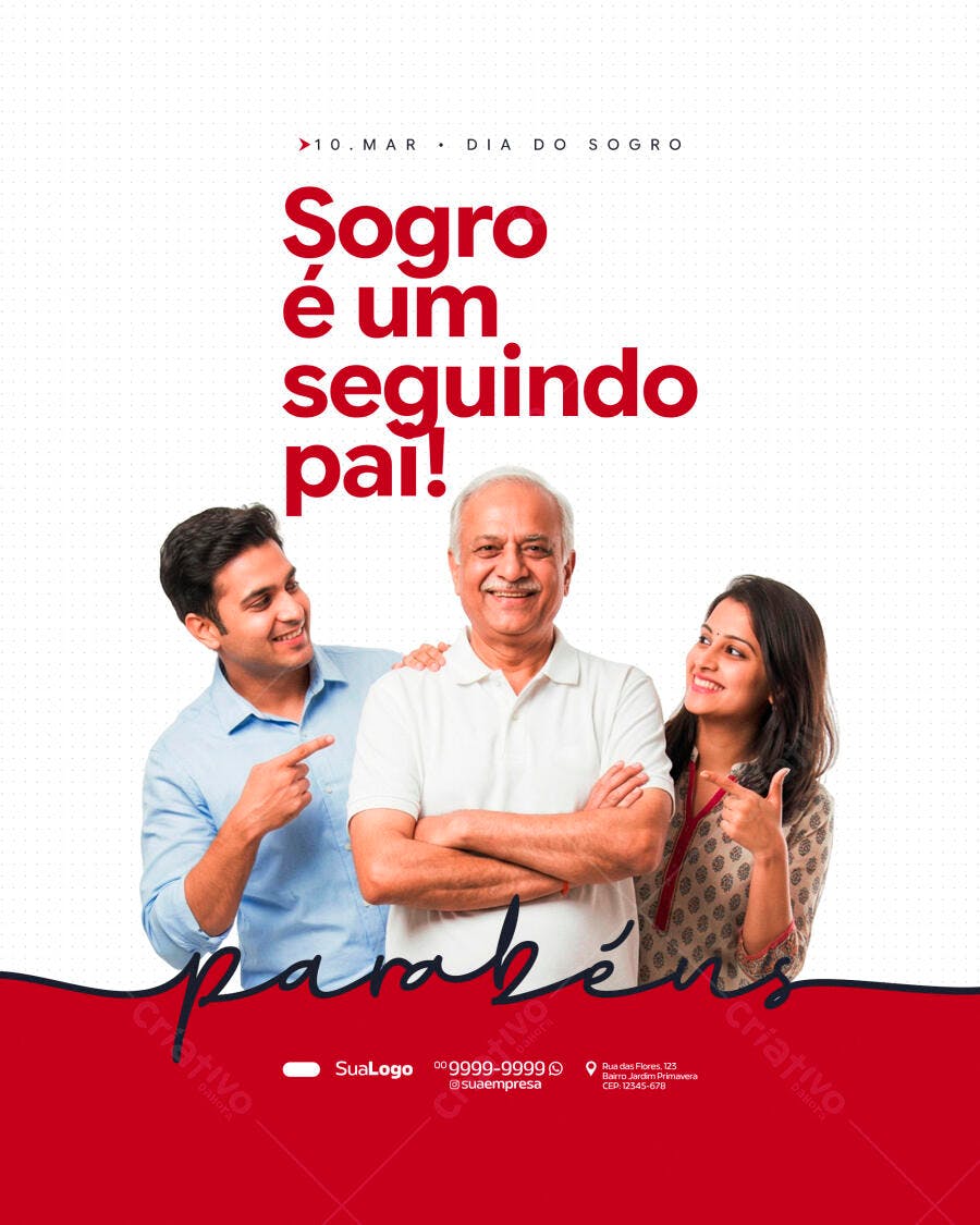 Post Instagram Dia do Sogro 10 de Março PSD Editável