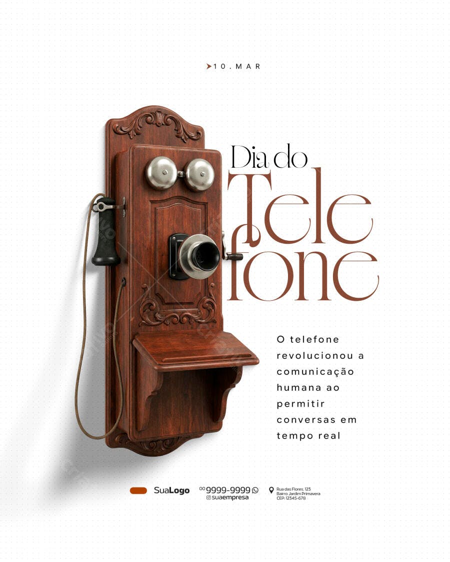 Post Instagram Dia do Telefone 10 de Março PSD Editável