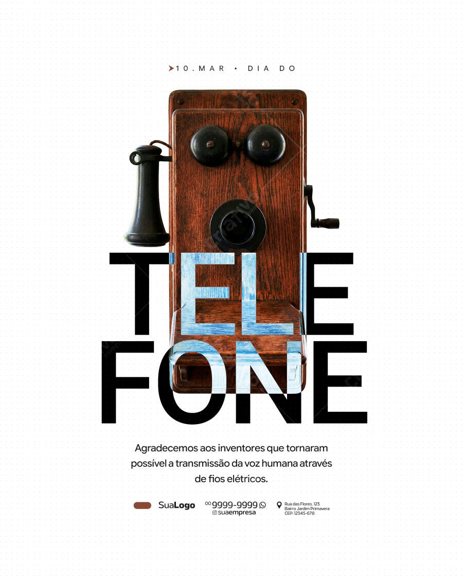 Post Dia do Telefone 10 de Março PSD Editável