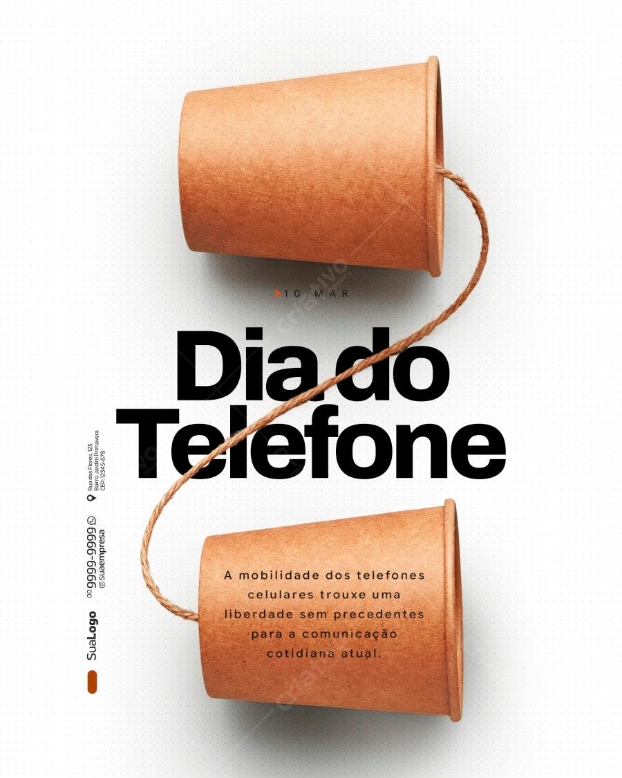 Post Dia do Telefone Comunicação PSD Editável