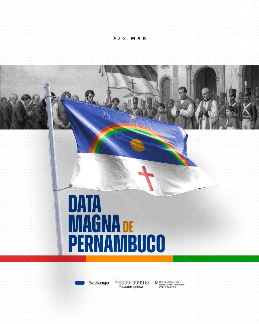 Post Data Magna de Pernambuco 6 de Março PSD Editável
