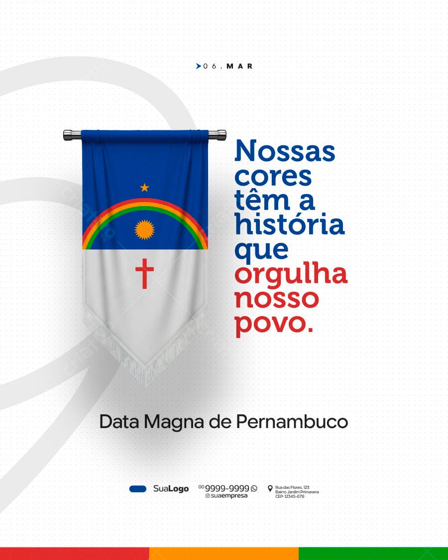 Post Data Magna Pernambuco 6 de Março PSD Editável