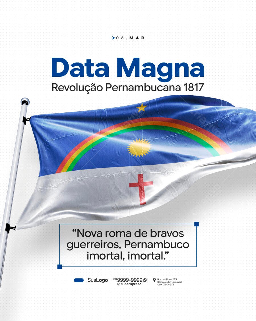 Post Instagram Data Magna Revolução Pernambucana PSD Editável