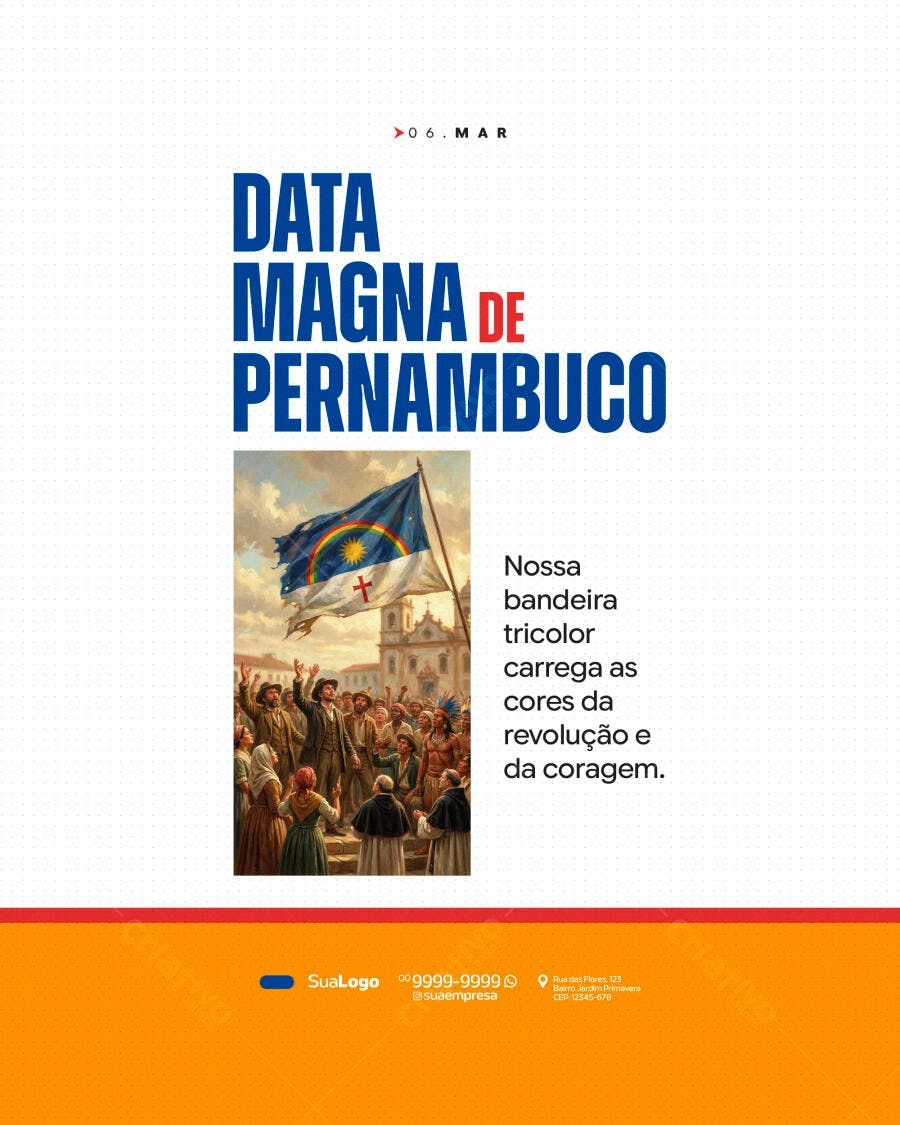 Post Data Magna de Pernambuco 6 de Março PSD Editável