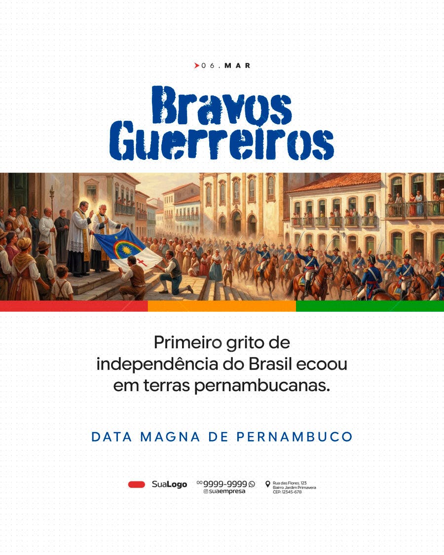Post Instagram Revolução Pernambucana 6 Março PSD Editável