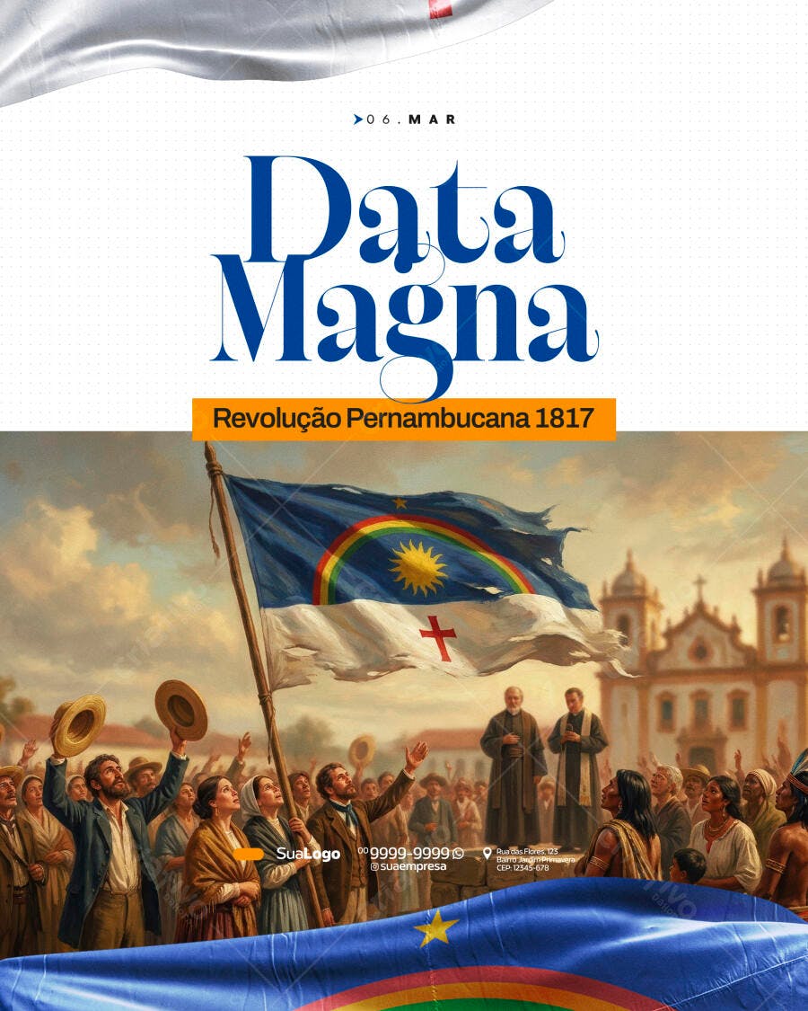 Post Revolução Pernambucana 1817 Data Magna PSD Editável