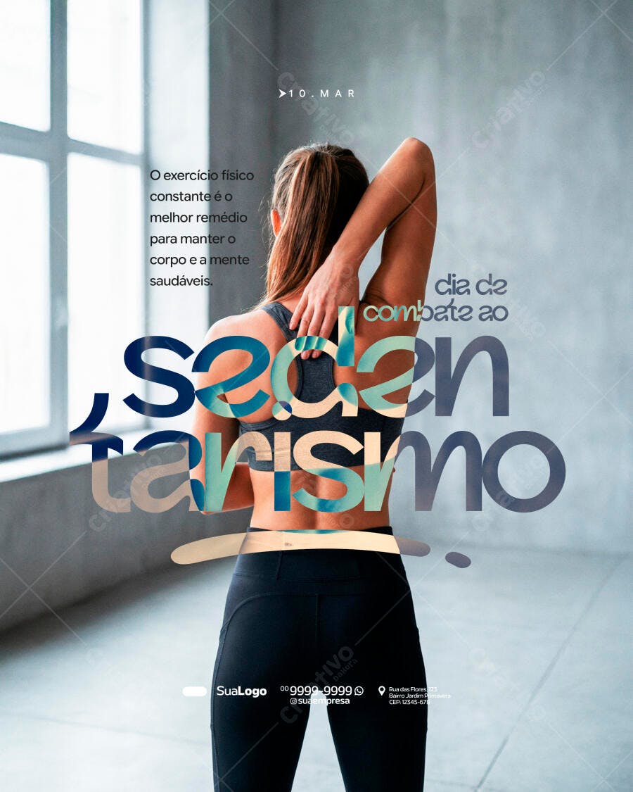 Post Instagram Combate Sedentarismo Academia PSD Editável