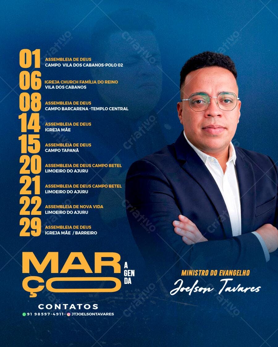 Agenda Março Igreja Evangélica PSD Editável