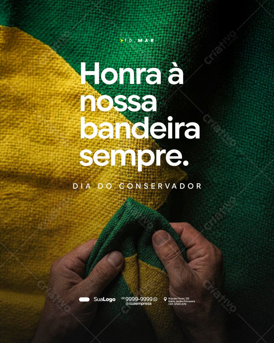 Post Instagram Dia do Conservador Bandeira Brasil PSD Editável