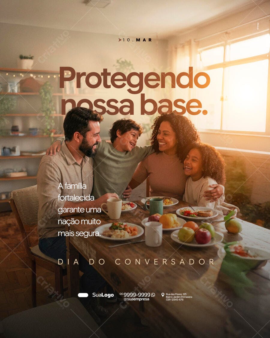 Post Instagram Dia do Conversador Família PSD Editável