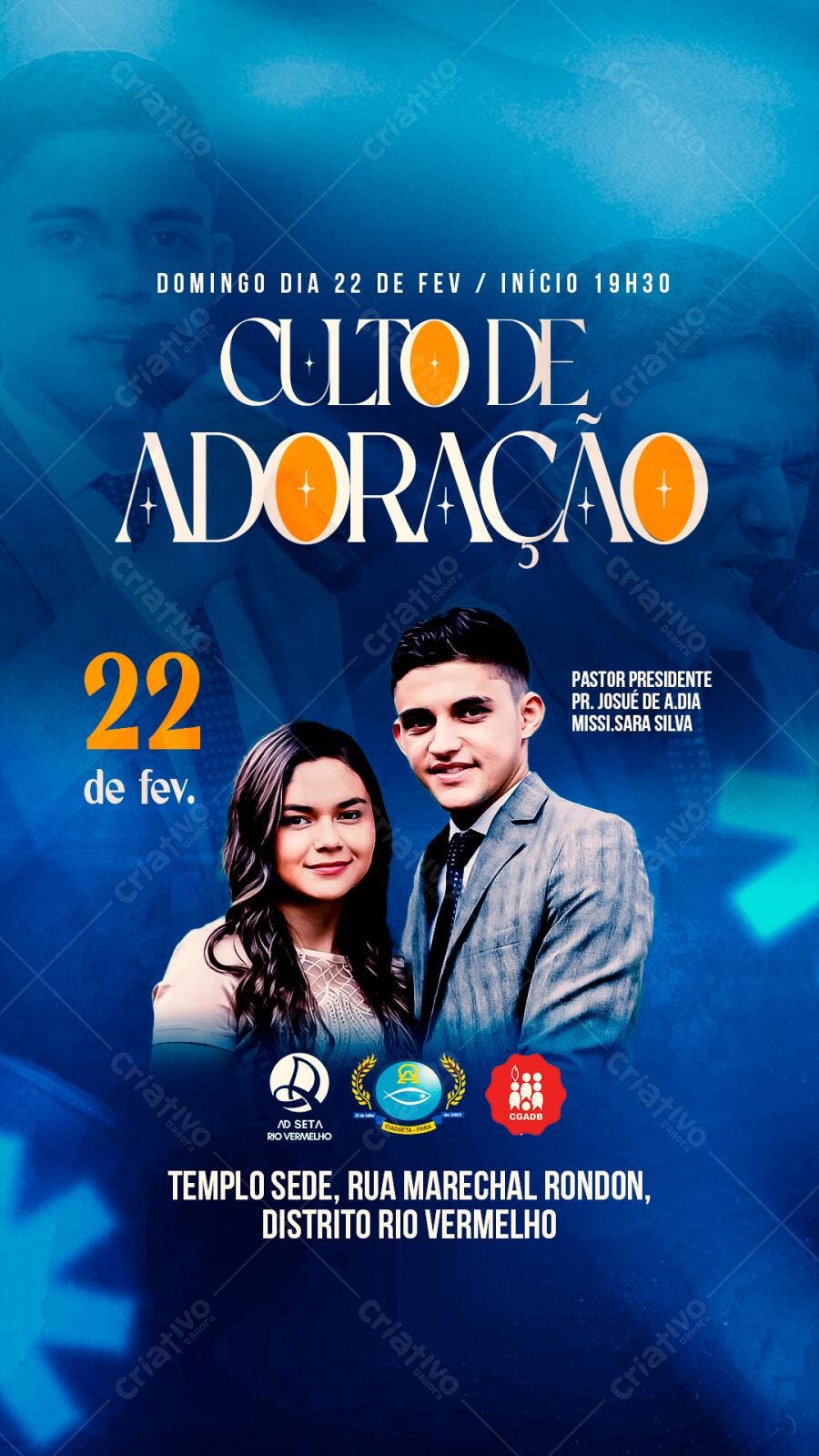 Post Instagram Culto de Adoração Igreja PSD Editável