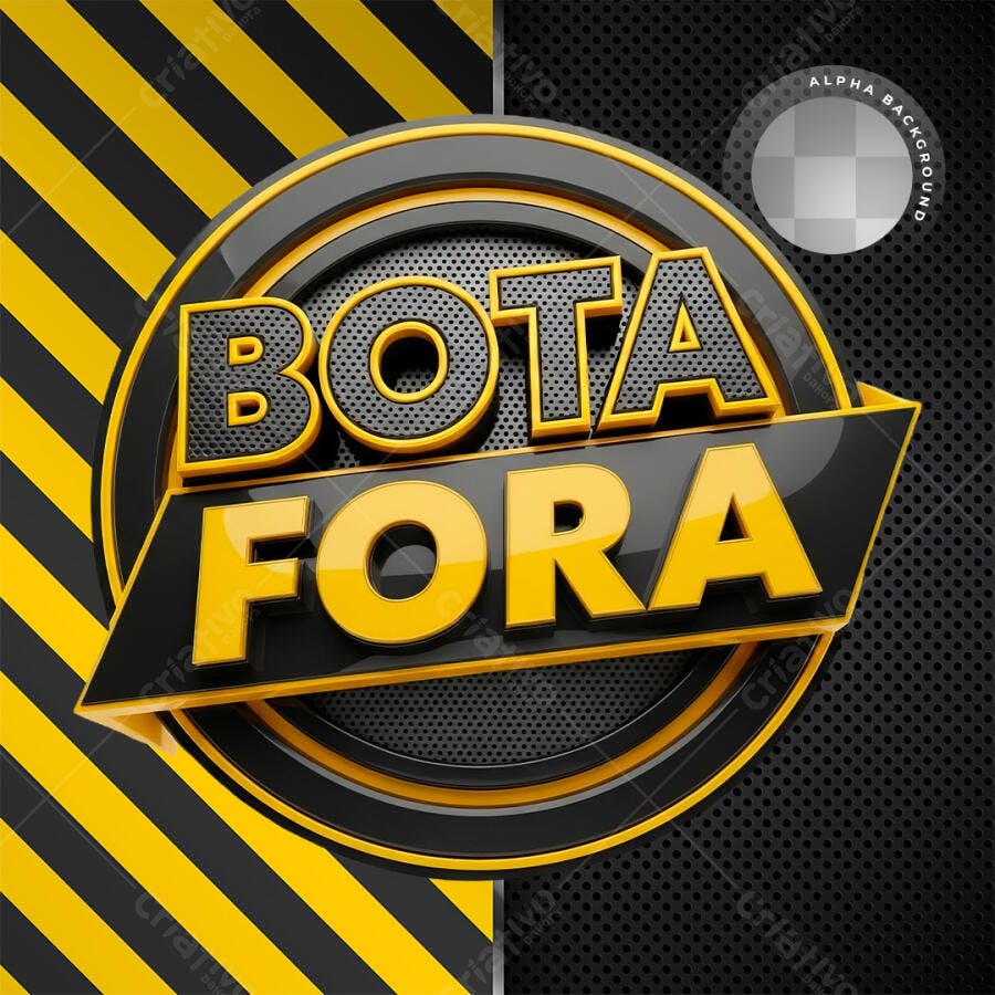 Selo 3D Bota Fora Amarelo e Preto PNG Transparente