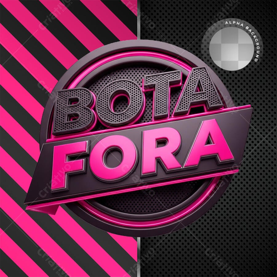 Selo 3D Bota Fora Rosa e Preto PNG Transparente