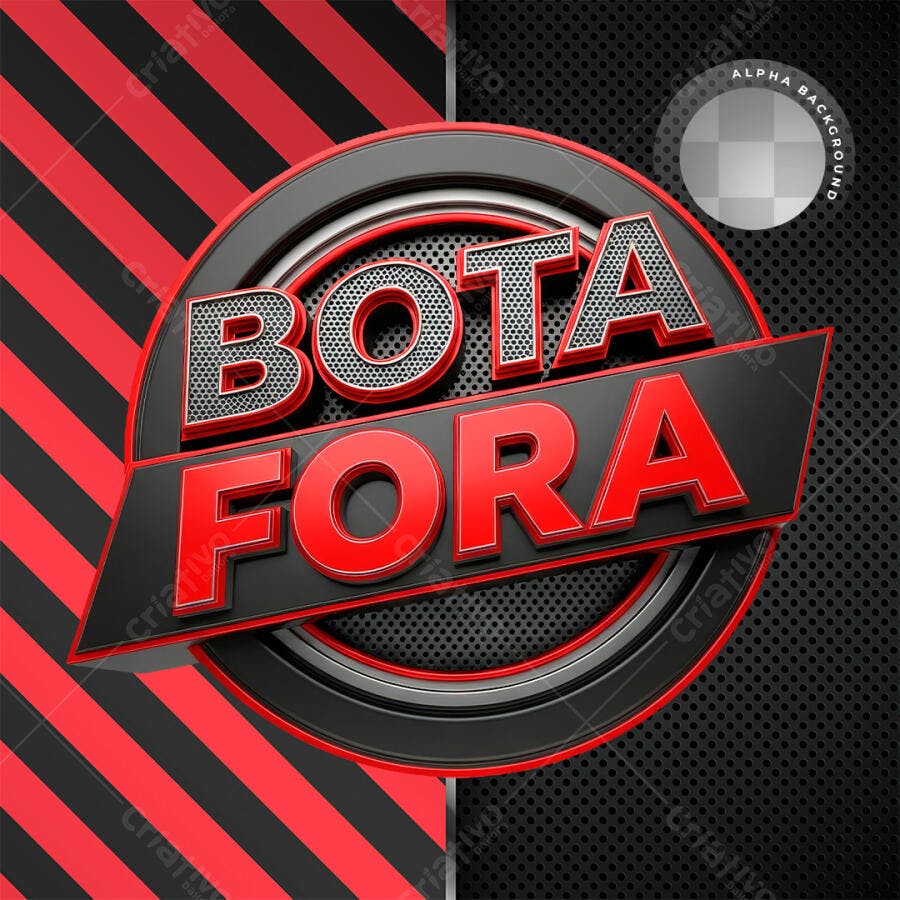 Selo 3D Bota Fora Vermelho e Preto PNG Transparente
