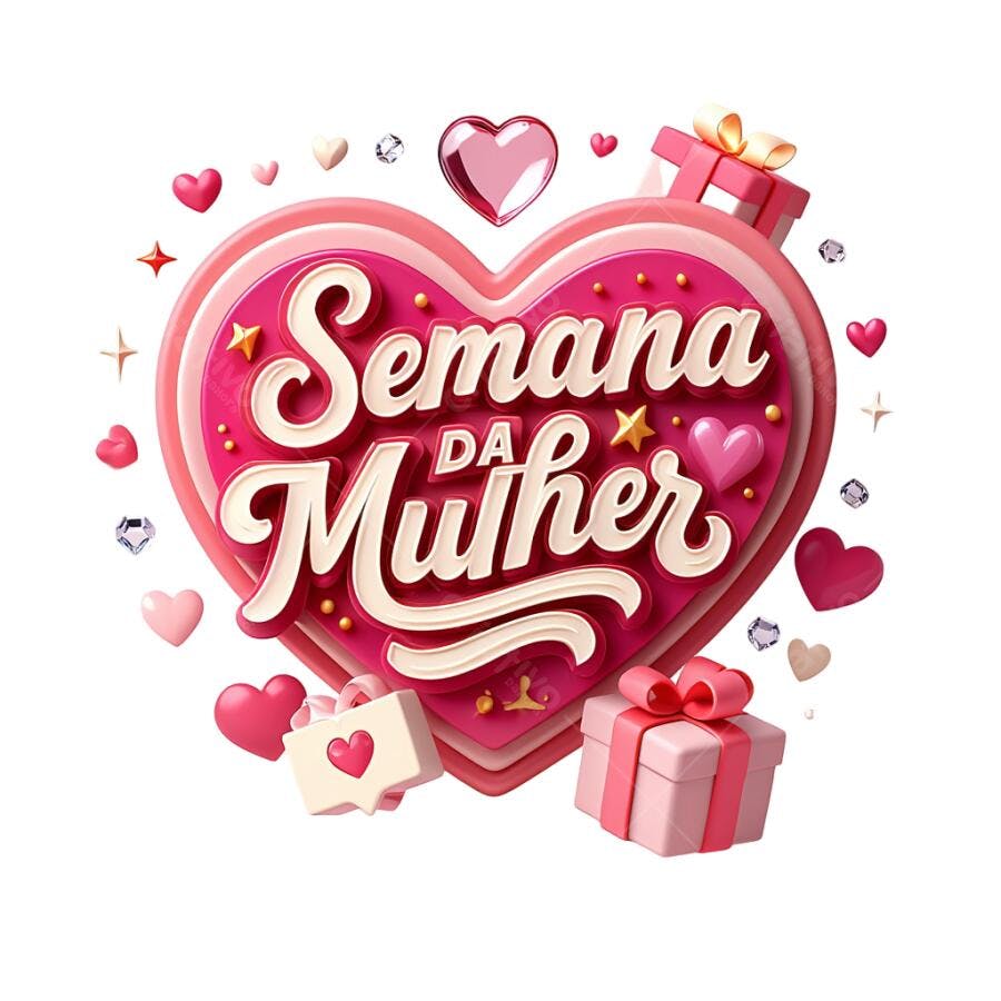 Elemento 3D Semana da Mulher 8 Março PNG Fundo Transparente