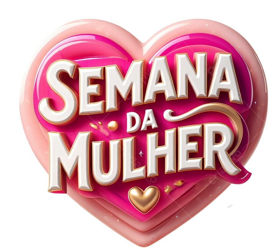 Elemento 3D Semana da Mulher Março Coração PNG Fundo Transparente