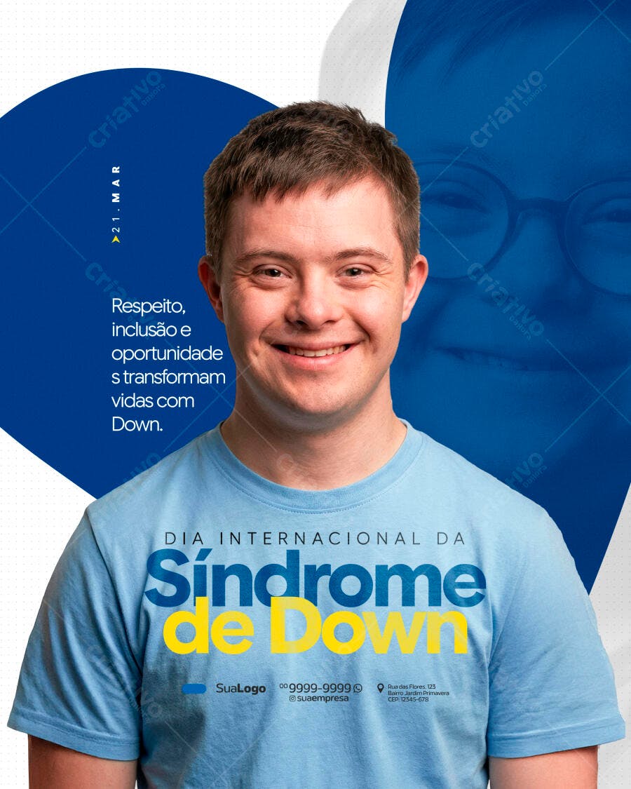 Post Instagram Dia Internacional da Síndrome de Down PSD Editável