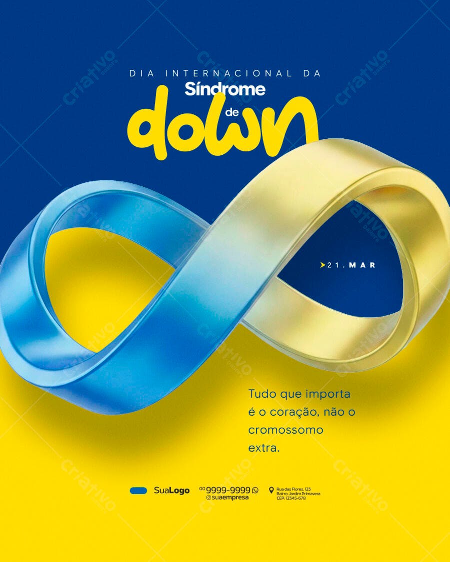 Post Dia Internacional da Síndrome de Down 21 de Março PSD Editável