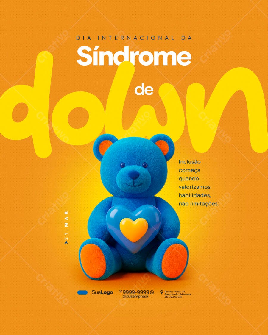 Post Instagram Dia Internacional Síndrome de Down PSD Editável