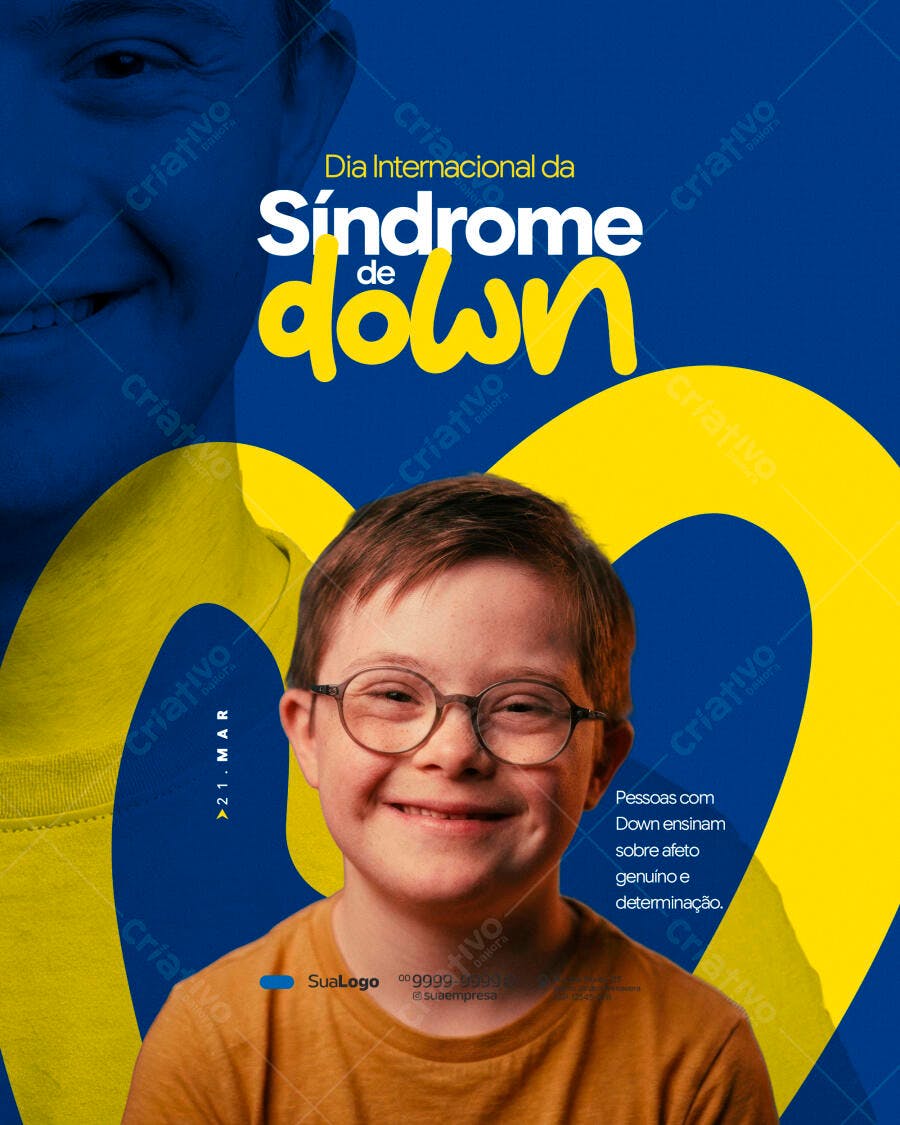 Post Instagram Dia Internacional da Síndrome de Down PSD Editável