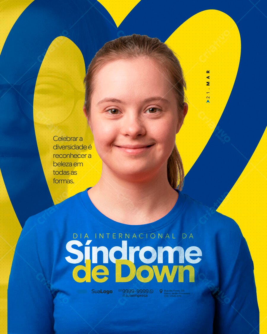 Post Dia Internacional Síndrome de Down 21 Março PSD Editável