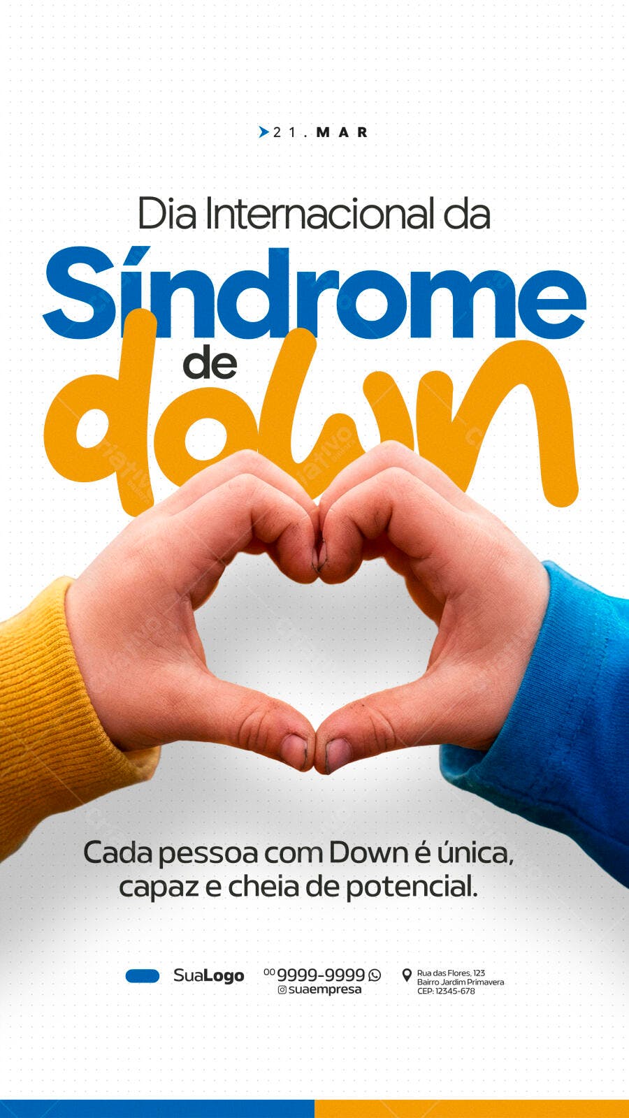 Post Dia Internacional da Síndrome de Down 21 Março PSD Editável