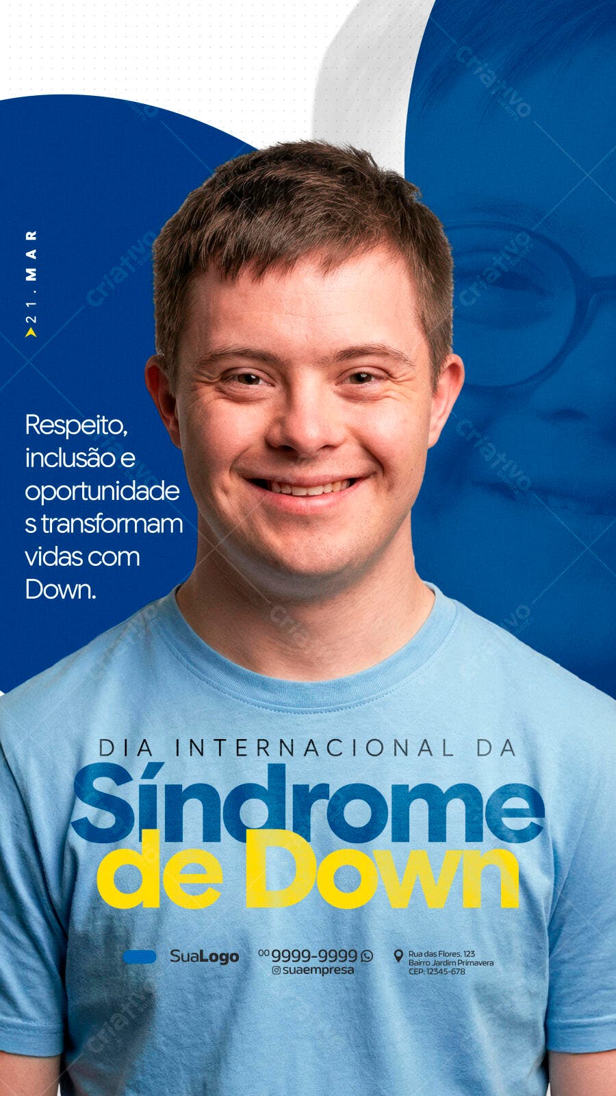 Post Instagram Dia Internacional da Síndrome de Down PSD Editável