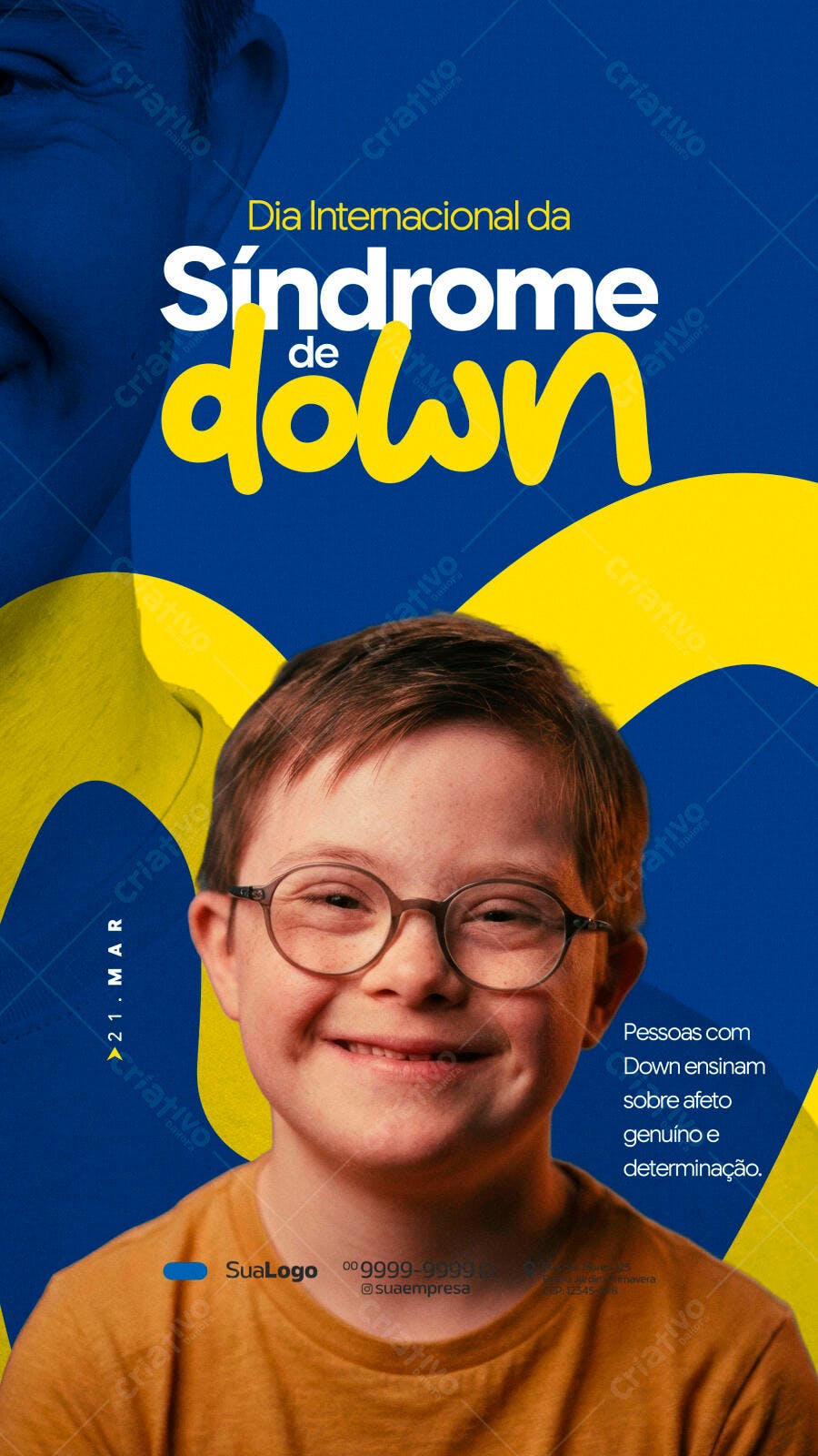 Story Dia Internacional Síndrome de Down 21 Março PSD Editável