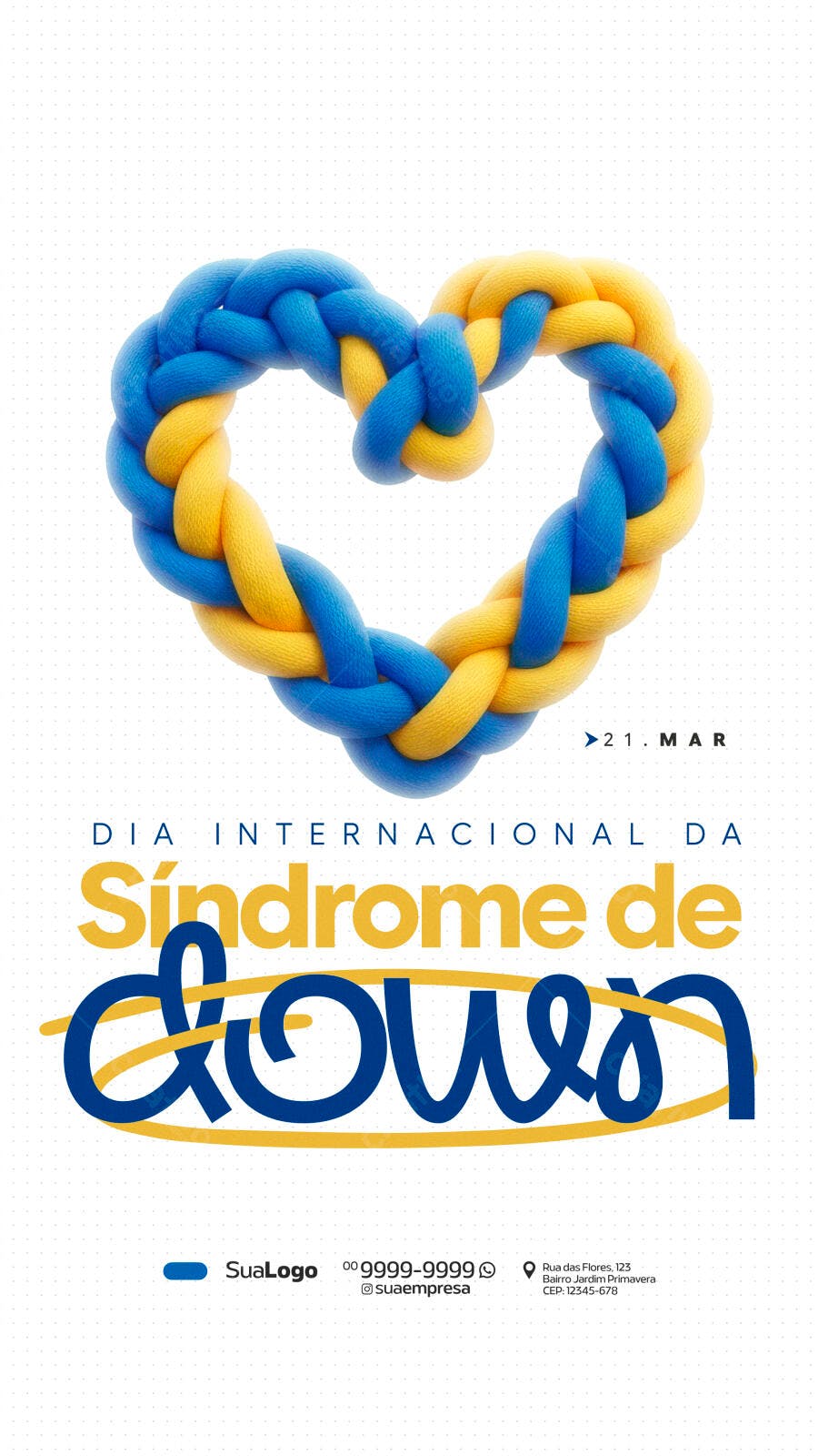 Post Dia Internacional da Síndrome de Down Março PSD Editável