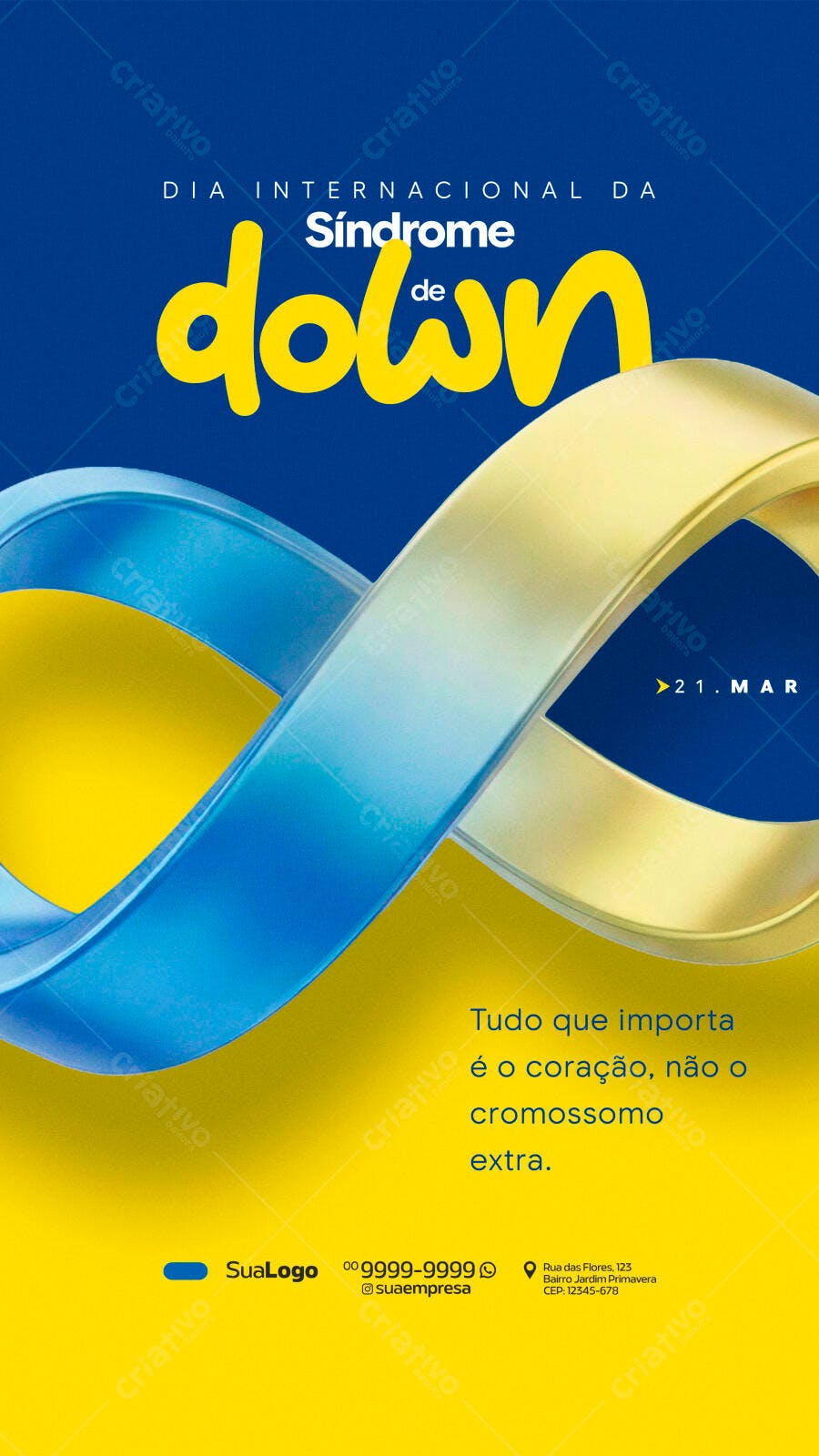 Story Dia Internacional Síndrome de Down 21 de Março PSD Editável