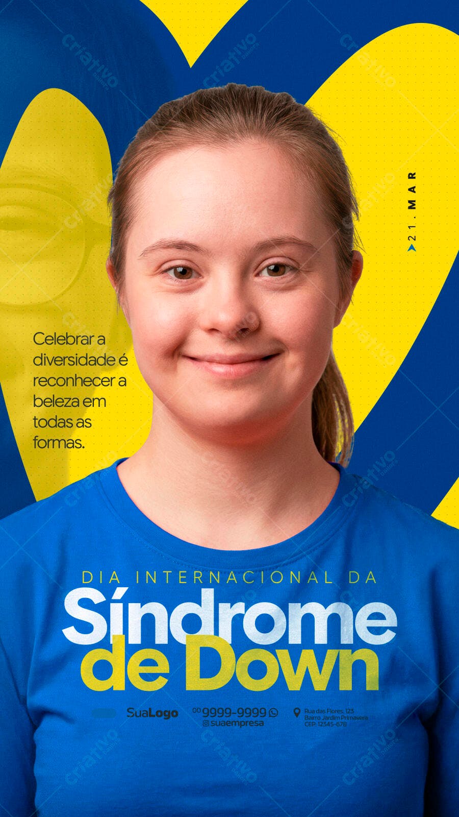 Post Dia Internacional da Síndrome de Down 21 Março PSD Editável