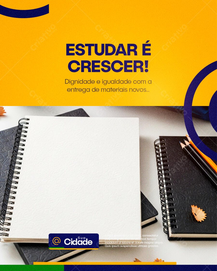 Post Instagram Educação Estudar Crescer PSD Editável